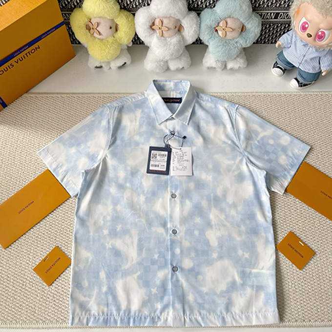 lv louis vuitton sky cloud all over print short sleeve shirt